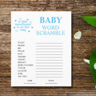 Blue Word Scramble Baby Shower Game