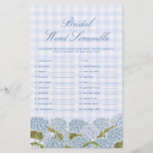 Blue Word Scramble Bridal Game