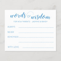 Blue Words of Wisdom New Parent Advice Baby Shower