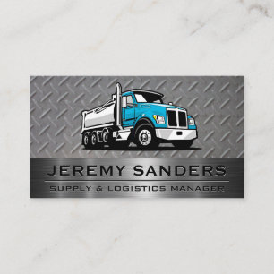 Blue Work Truck   Steel and Metal Business Card