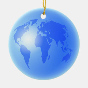 Blue World Globe Ceramic Ornament