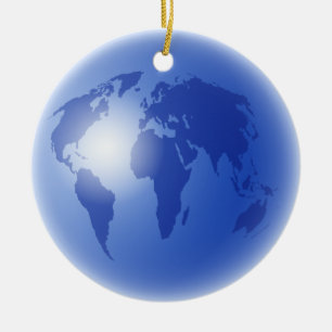 Blue World Globe Ceramic Ornament