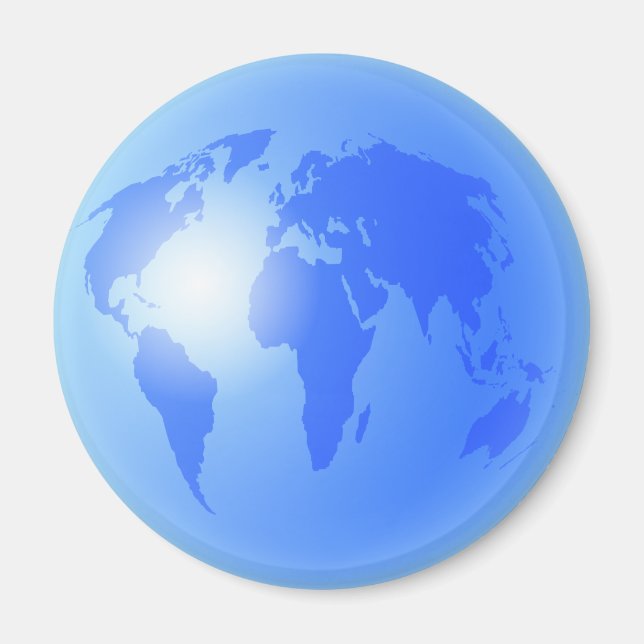 Blue World Globe Magnet (Front)
