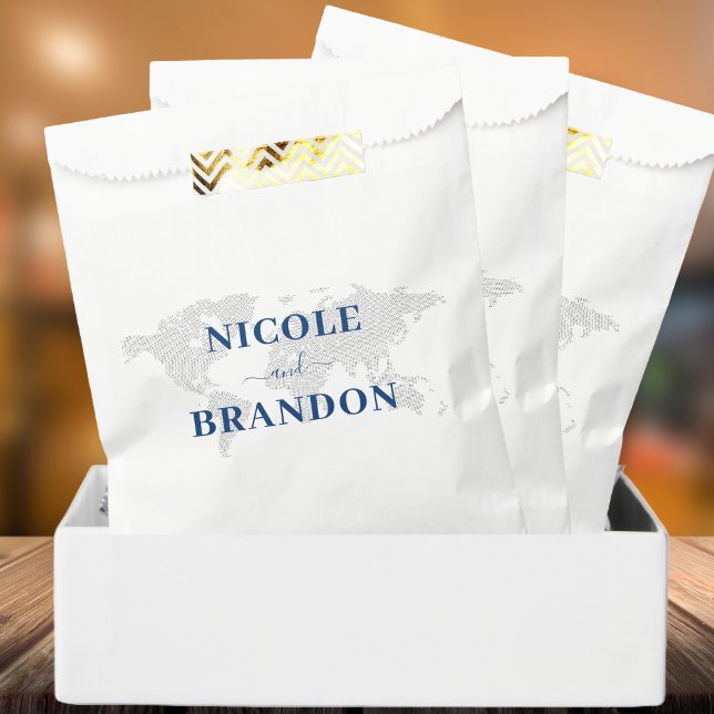 Blue World Map Destination Wedding Favor Bag (Blue World Map Destination Wedding Favor Bag)