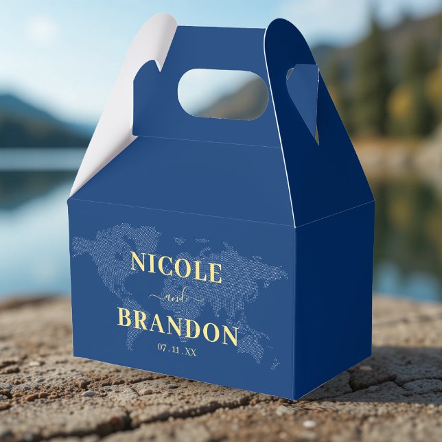 Blue World Map Destination Wedding Favor Boxes (Blue World Map Destination Wedding Favor Boxes
)