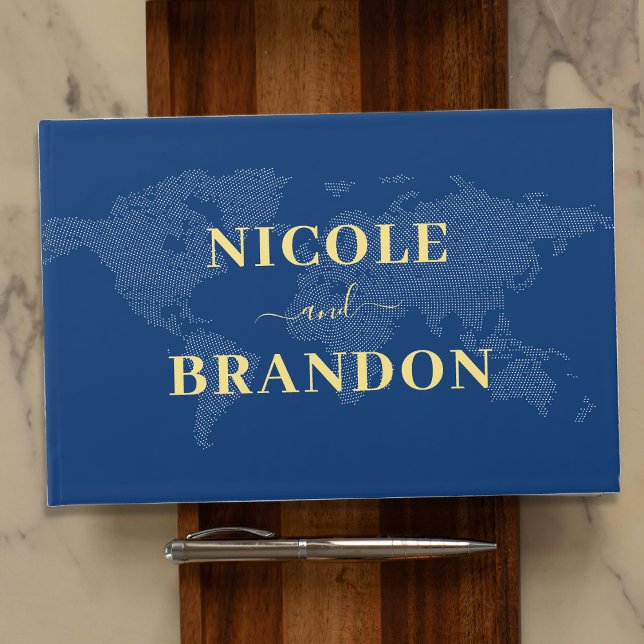Blue World Map Destination Wedding Guest Book (Blue World Map Destination Wedding Guest Book
)