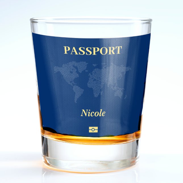 Blue World Map Passport Shot Glass (Blue World Map Passport Shot Glass
)