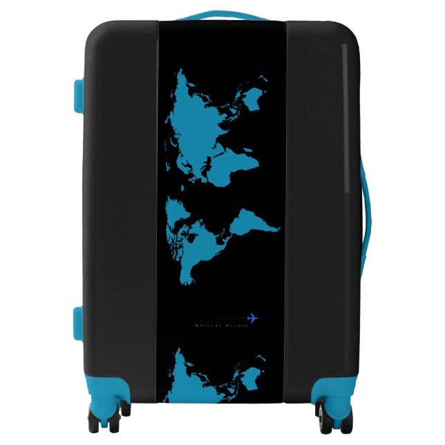 blue world map travel luggage (Front)
