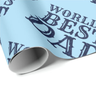 Blue World's Best Dad Father's Day Glitter Wrapping Paper