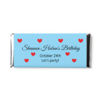 Blue Wrapped with Hearts:  Birthday Hershey Bar Favors