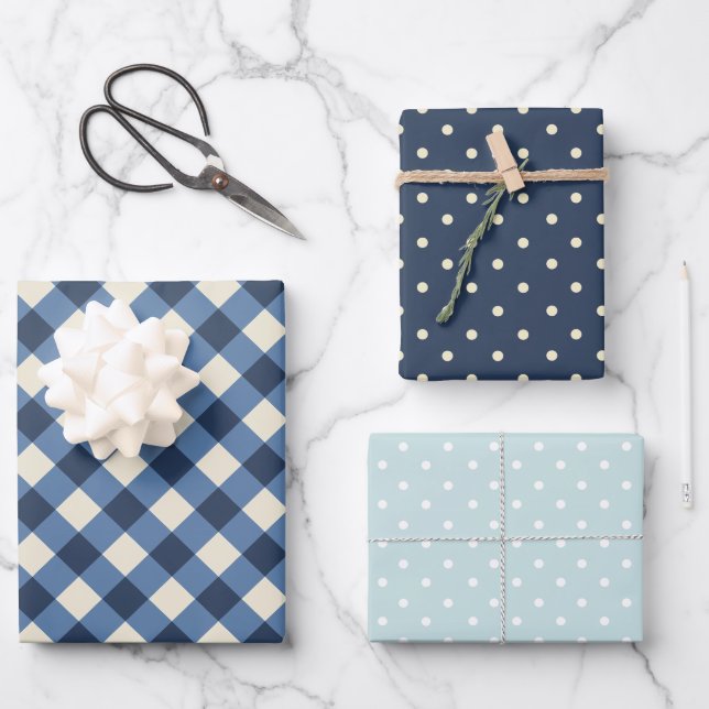 Blue Wrapping Paper Flat Sheet Set of 3 (Front)