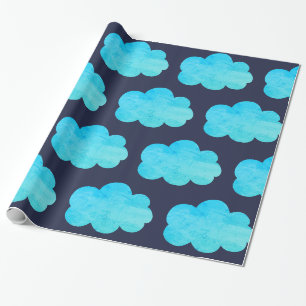Blue wrapping paper with clouds