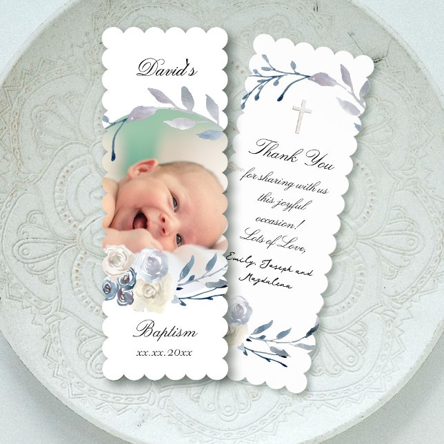 blue wreath Baptism thank you  Bookmarks (Creator Uploaded)