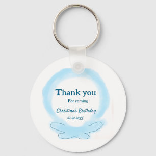 Blue wreath floral watercolor thank you for coming keychain