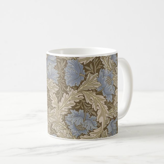 Blue Wreath Pattern (by William Morris) Coffee Mug (Front Right)