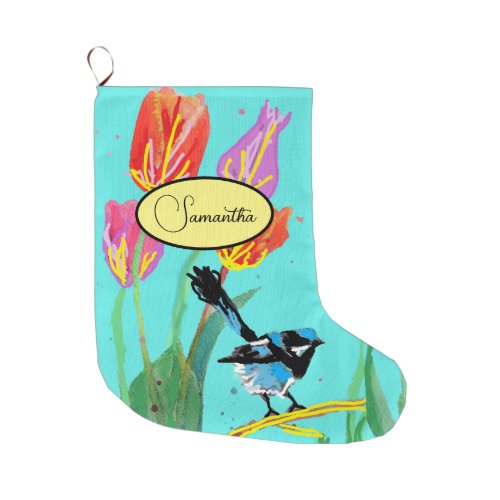 Blue Wren Australian Bird Birds Christmas Stocking