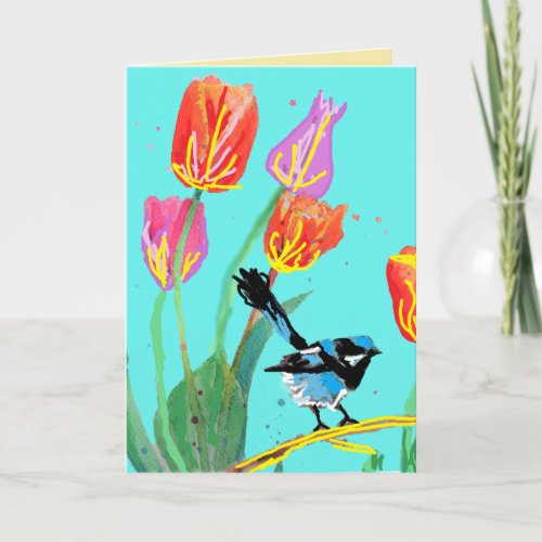 Blue Wren Australian wrens Birds Birthday Card