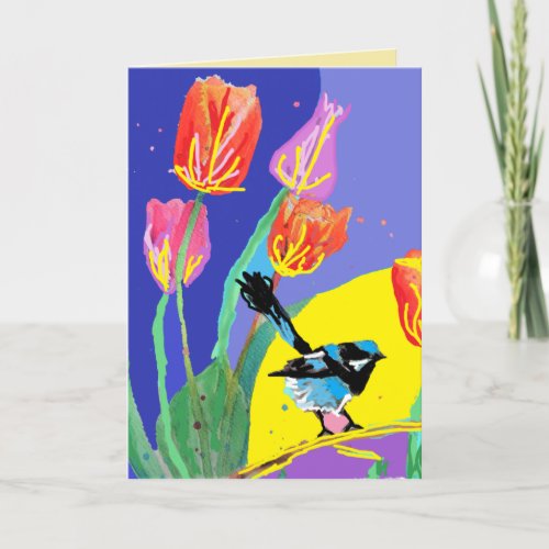 Blue Wren Australian wrens Birds Birthday Card