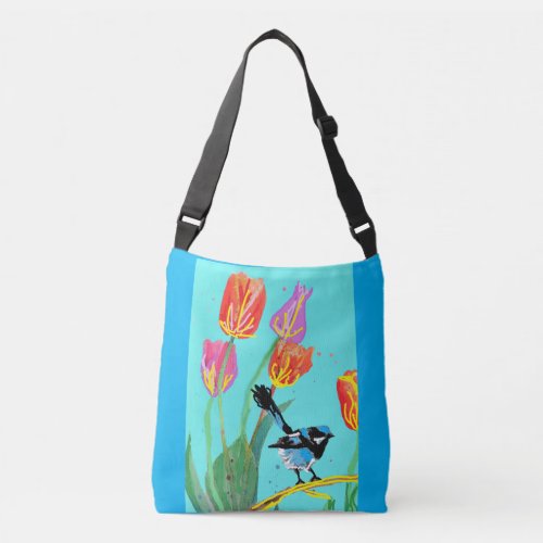 Blue Wren Bird Crossbody Bag