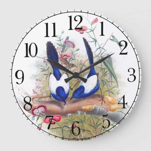 Blue Wren Birds Wildlife Animals Wall Clock