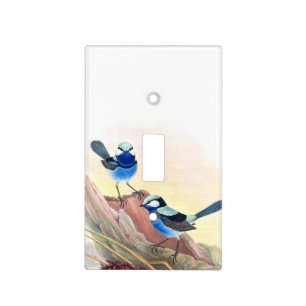 Blue Wren Birds Wildlife Flowers Floral Light Switch Cover