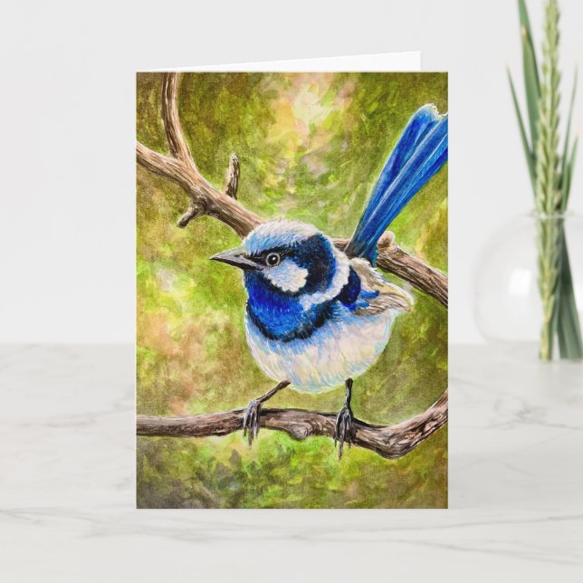 Blue Wren - Letterpress Thank You Card (Front)