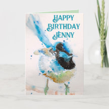 Blue Wren Watercolor Happy Birthday Wrens Aqua