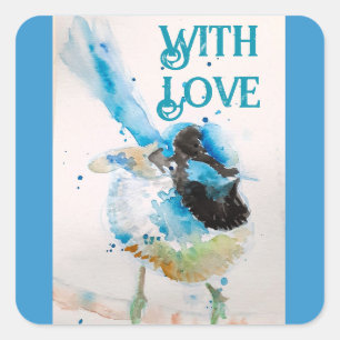 Blue Wren Watercolor With Love Wrens Aqua Square Sticker