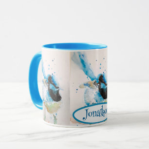 Blue Wren Watercolour Painting Australian Birds Mug