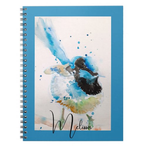 Blue Wren Watercolour Painting Australian Birds Notebook