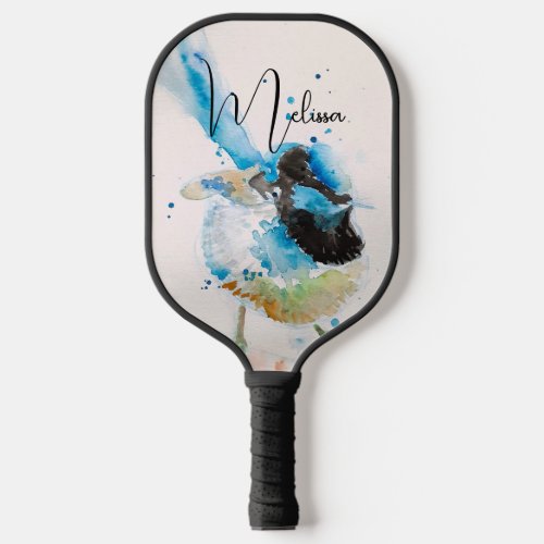 Blue Wren Watercolour Painting Australian Birds Pickleball Paddle