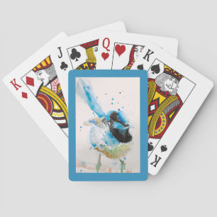 Blue Wren Watercolour Painting Australian Birds Poker Cards