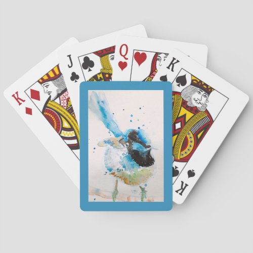 Blue Wren Watercolour Painting Australian Birds Poker Cards