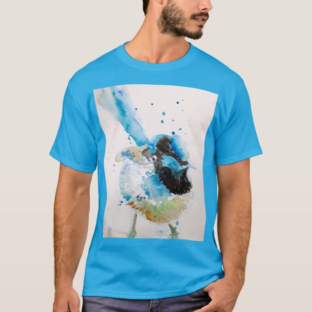 Blue Wren Watercolour Painting Australian Birds T-Shirt (Front)