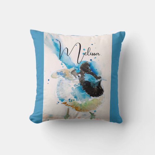 Blue Wren Watercolour Painting Australian Birds Throw Pillow