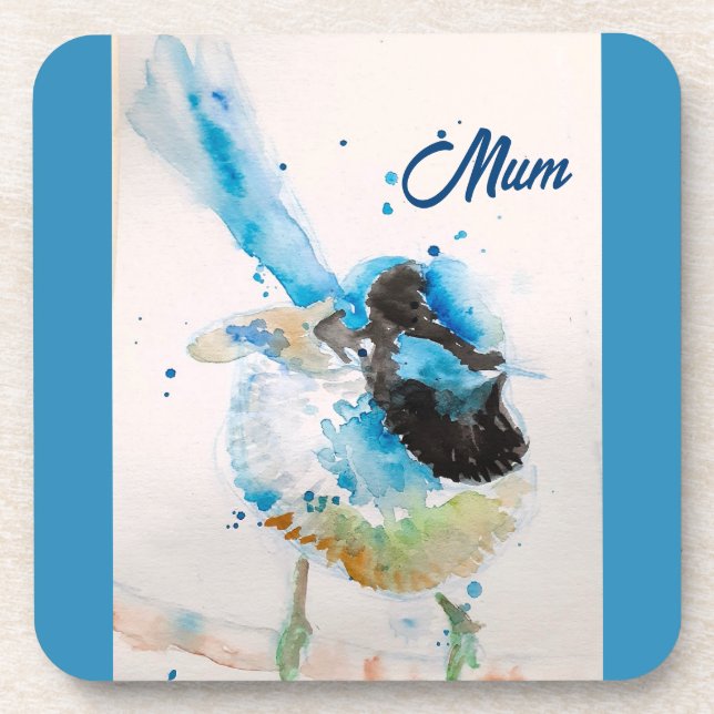 Blue Wren Wrens Watercolour Baby Blue Australian Beverage Coaster (Front)