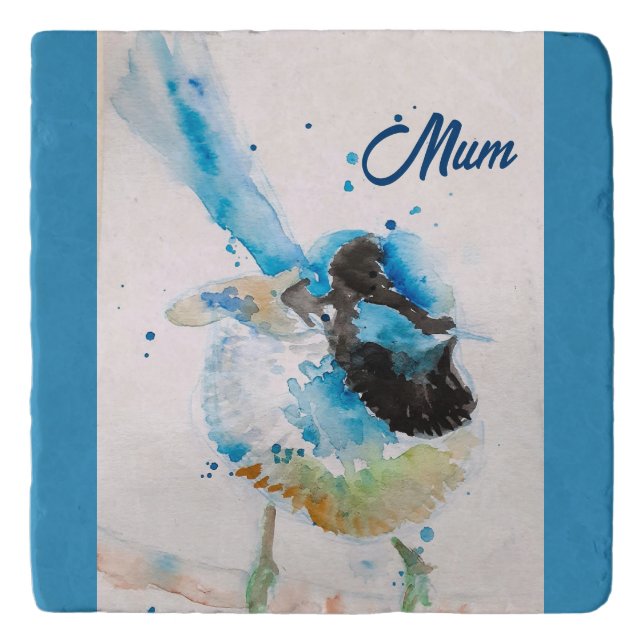 Blue Wren Wrens Watercolour Baby Blue Australian Trivet (Front)