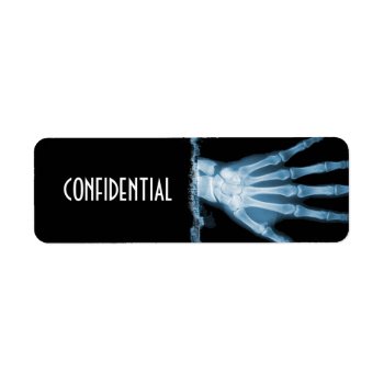 Blue X-ray Skeleton Hand Confidential Labels by VoXeeD at Zazzle