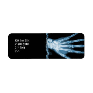 Blue X-ray Skeleton Hand Return Address Labels