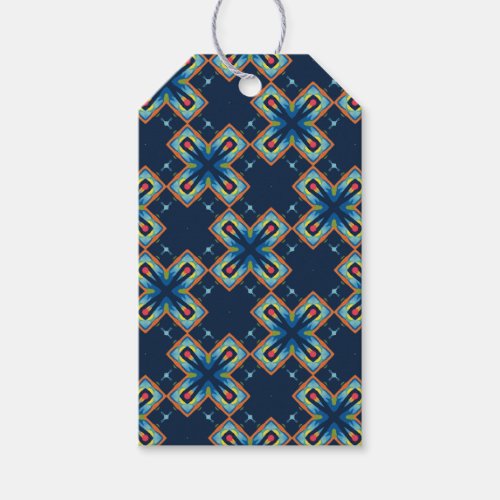 Blue X's abstract pattern Gift Tags