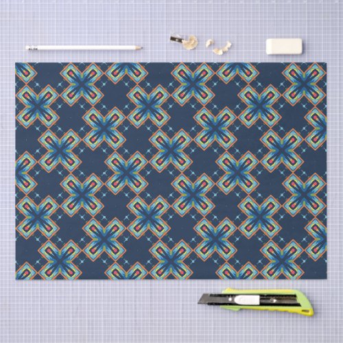 Blue X's abstract pattern Tissue Paper