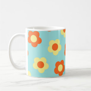Blue Y2K Wildflower Bold Retro Spring Kitchen  Coffee Mug