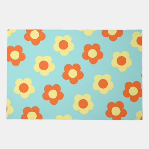 Blue Y2K Wildflower Vibrant Retro Spring Decor Doormat