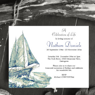 Blue Yacht Celebration of Life Card