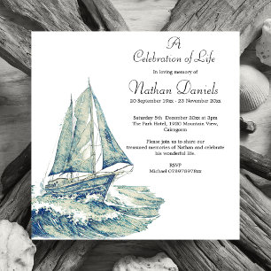 Blue Yacht Celebration of Life Card