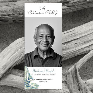 Blue Yacht Celebration Of Life Photo Card