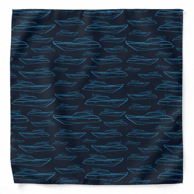 Blue Yacht Pattern Bandana (Front)