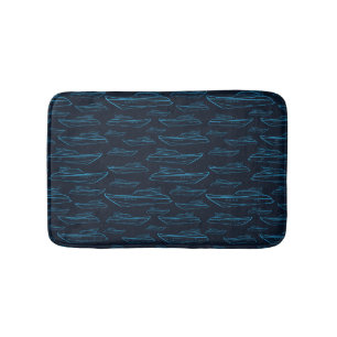 Blue Yacht Pattern Bathroom Mat