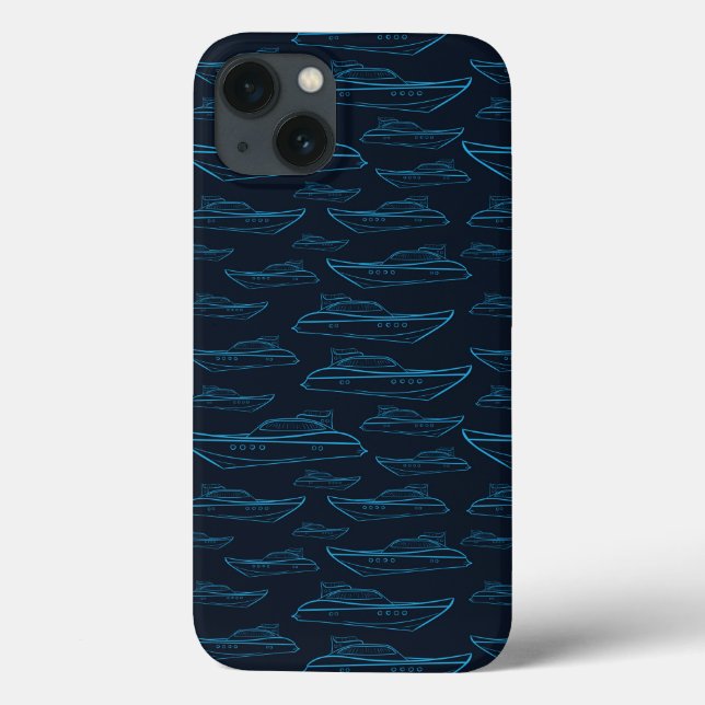 Blue Yacht Pattern Case-Mate iPhone Case (Back)