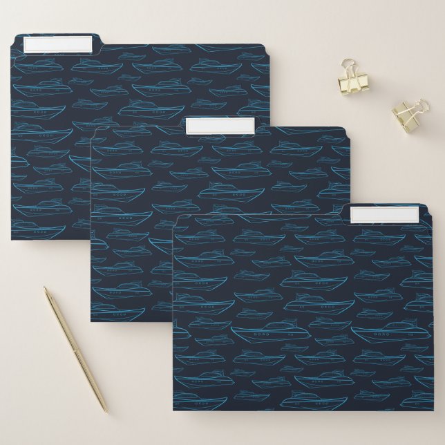 Blue Yacht Pattern File Folder (Set)